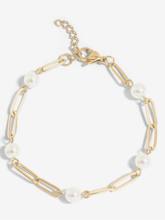 Jewelry - Gold Pearl Link Bracelet - Women Jewelry